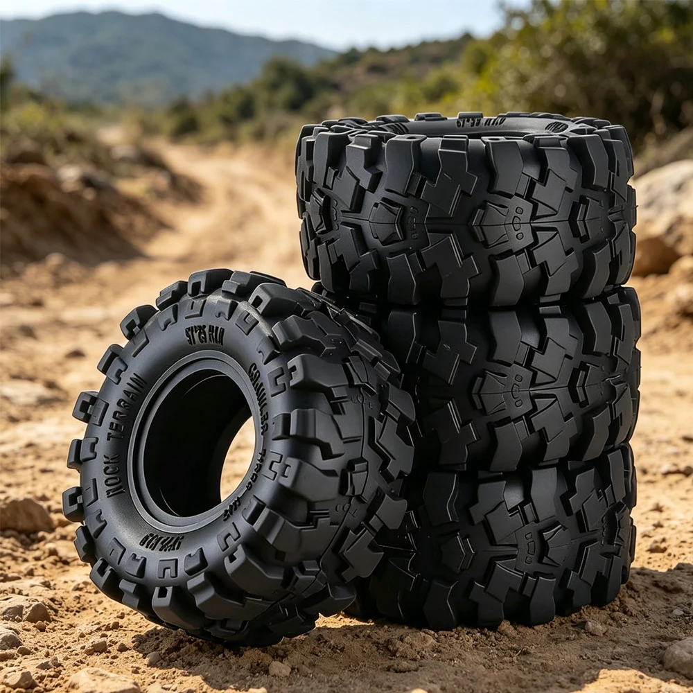 

4pcs 1.0" Soft Rubber Tyres Mud Terrain Wheel Tires 57x26mm For 1/18 Trx4m 1/24 Axial Scx24 Bronco Fcx24 Rc Crawler Upgrade Part