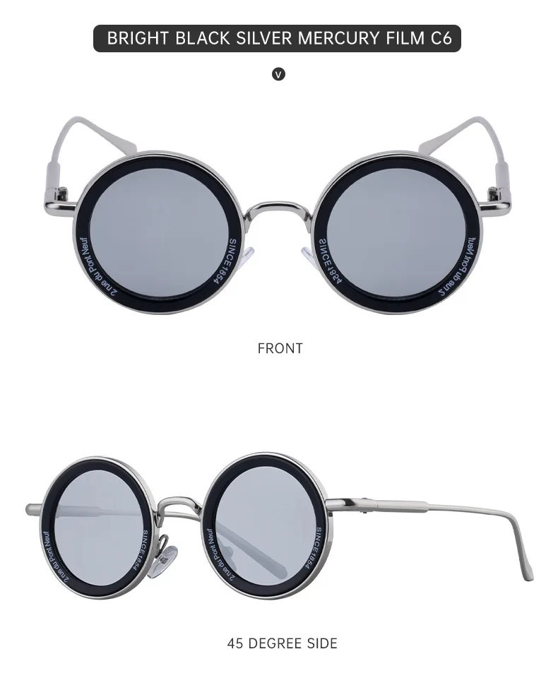 2025 Steampunk-Sonnenbrille für Herren, modisch, rund, Punk-Sonnenbrille, Urlaub, Oculos, Outdoor-Brille, Vintage-Designer, trendige Lentes – Detail 17