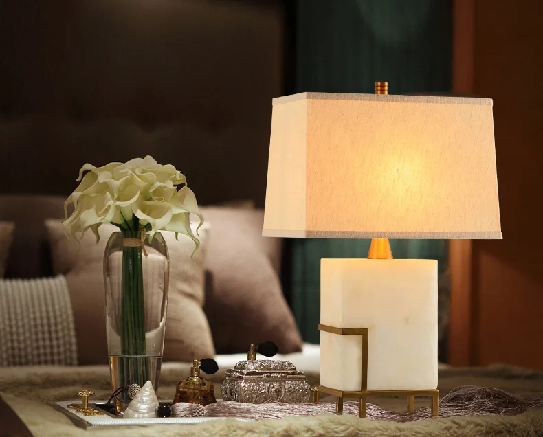 SANXIANG Chinese Style Hot Sale Marble Desk Light Dimmable Bedroom Bedside Table Light Interior Home Decor Led Modern Table Lamp