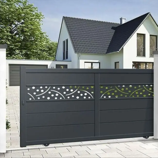 Modern Laser Cut Aluminum Art Gate with Automatic Opening Pattern New Design for Villas and Houses Metal Frame
