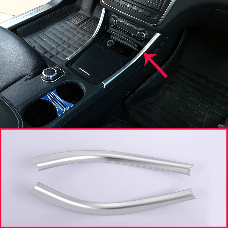 2 Pcs For Mercedes Benz A/GLA/CLA Class 200 220 260 W176 A180 Chrome Center Console Panel Trim Sticker Decoration Car Accessory