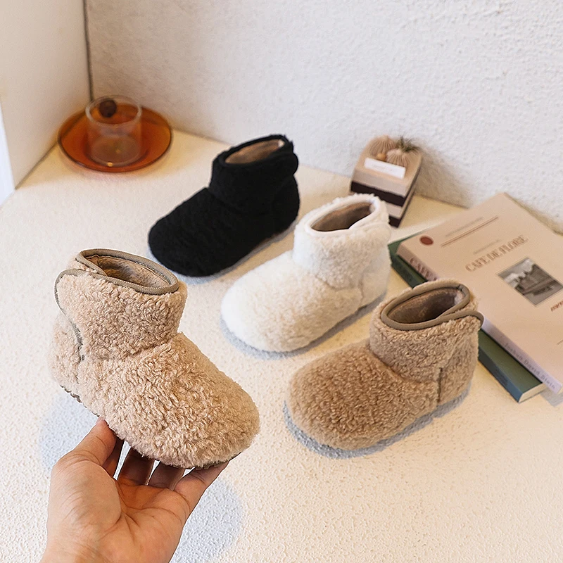 

Autumn Winter Children Shoes Baby Girls Boys Snow Boots Warm Plush Outdoor Kids Ankle Boots Soft Sole Anti-slip Infant Shoes