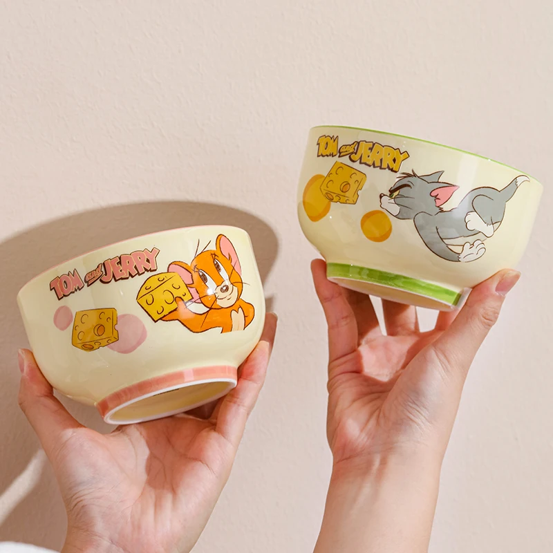 Set of 4 Pieces Cute Tom and Jerry Porcelain Bowl Children's Rice