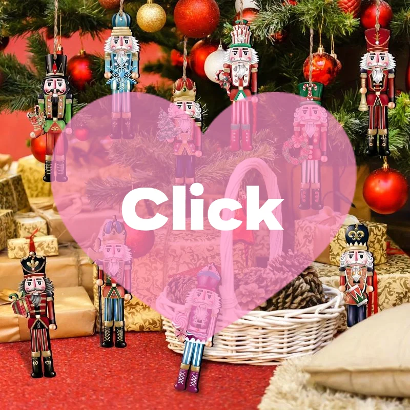 مجموعة ديكور خشبية مكونة من 12 قطعة من كسارة البندق - هدية عيد الميلاد للعام الجديد، وديكور الحفلات وديكور المنزل، وزخرفة معلقة على شجرة عيد الميلاد