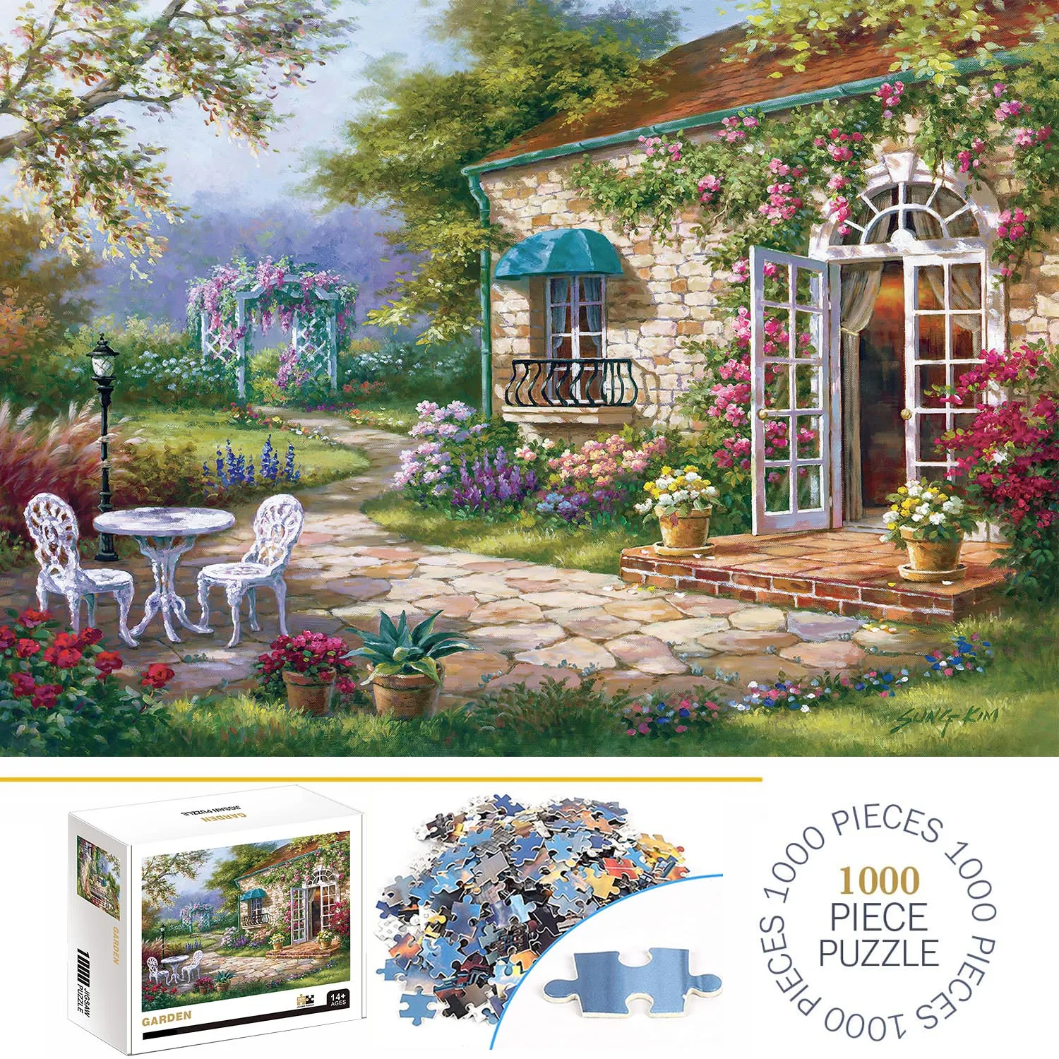 Puzzles de jardin pour adultes, jeux de décoration d'intérieur, famille, amusant, sol, jouets, 1000 pièces