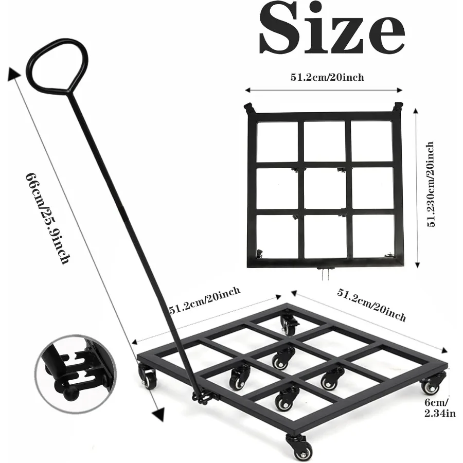 20 inch zware plantenwagen met wielen - binnen en buiten metalen plantenstandaard met 8 rollende zwenkwielen afsluitbare wielen 500 lbs capa