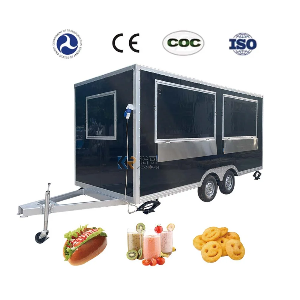 New Catering Food Trailer Prossing And Vending Snack Ice Cream Bubble Tea Waffle Maker Food Cart For Sale
