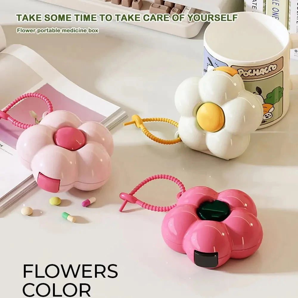 Kreative Blumen Pillendose Tragbare Aufbewahrungsbox Anhänger Wasserdicht mit Trennwänden Schmucketui Kunststoff Dopamin Organizer Box – Detail 5