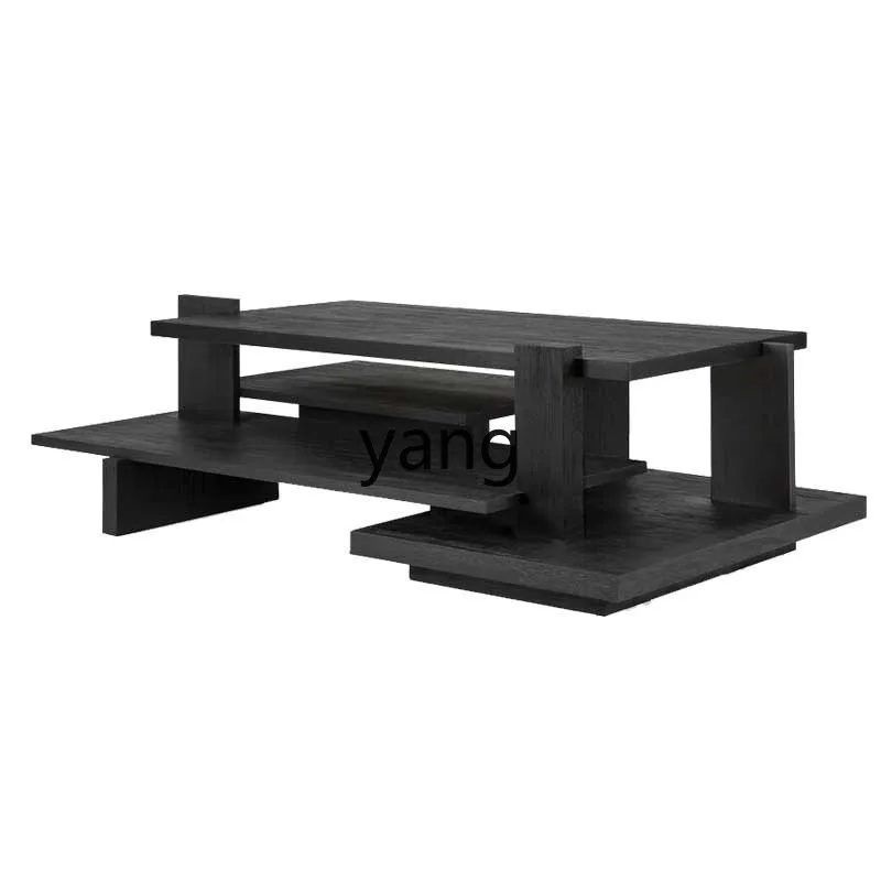 LMM  solid wood coffee table side table oak black creative living room Italian square