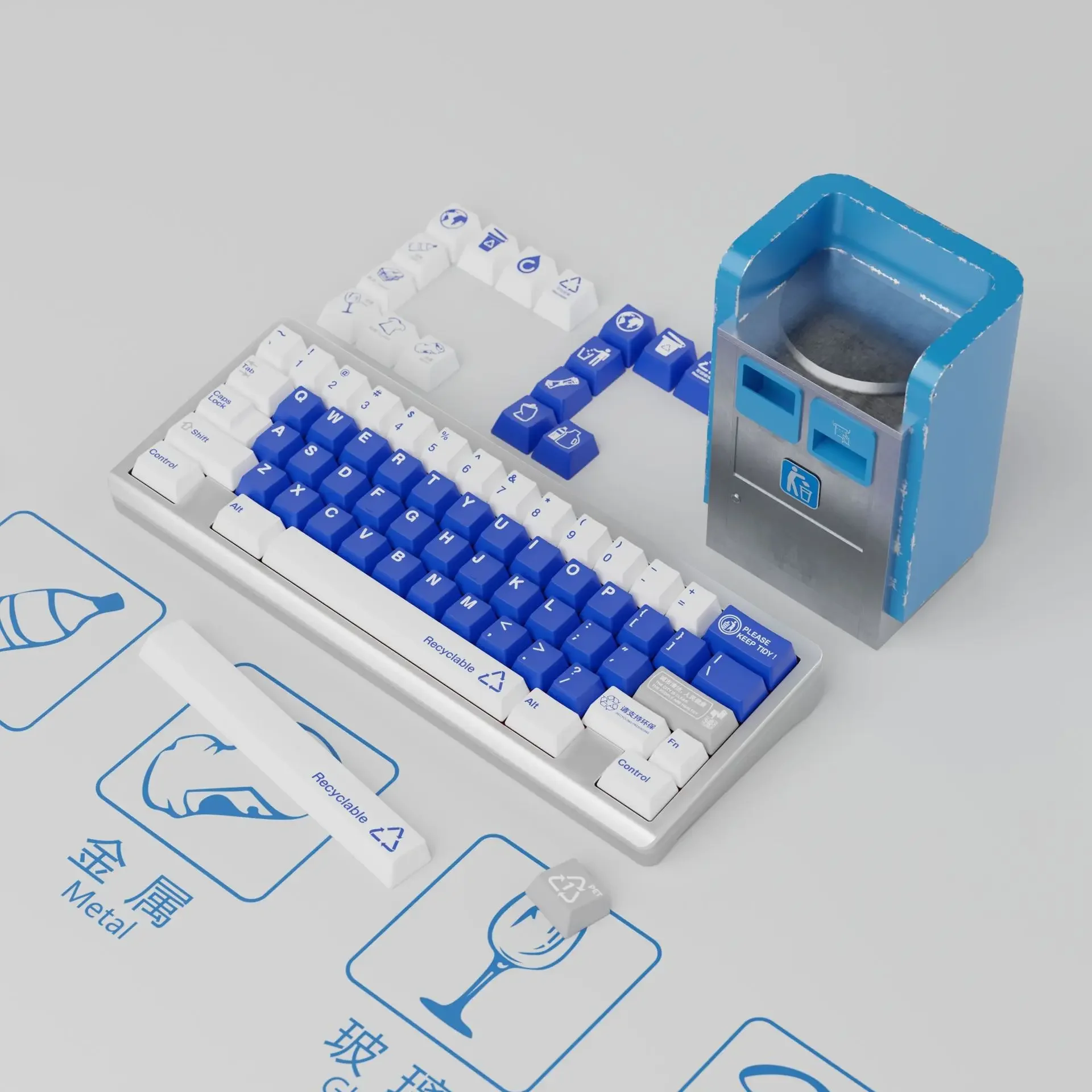 

Экологическая тема, пятисторонняя сублимация, оригинальные заводские оригинальные колпачки из ПБТ с высоким затенением, изготовление на заказ клавиатуры