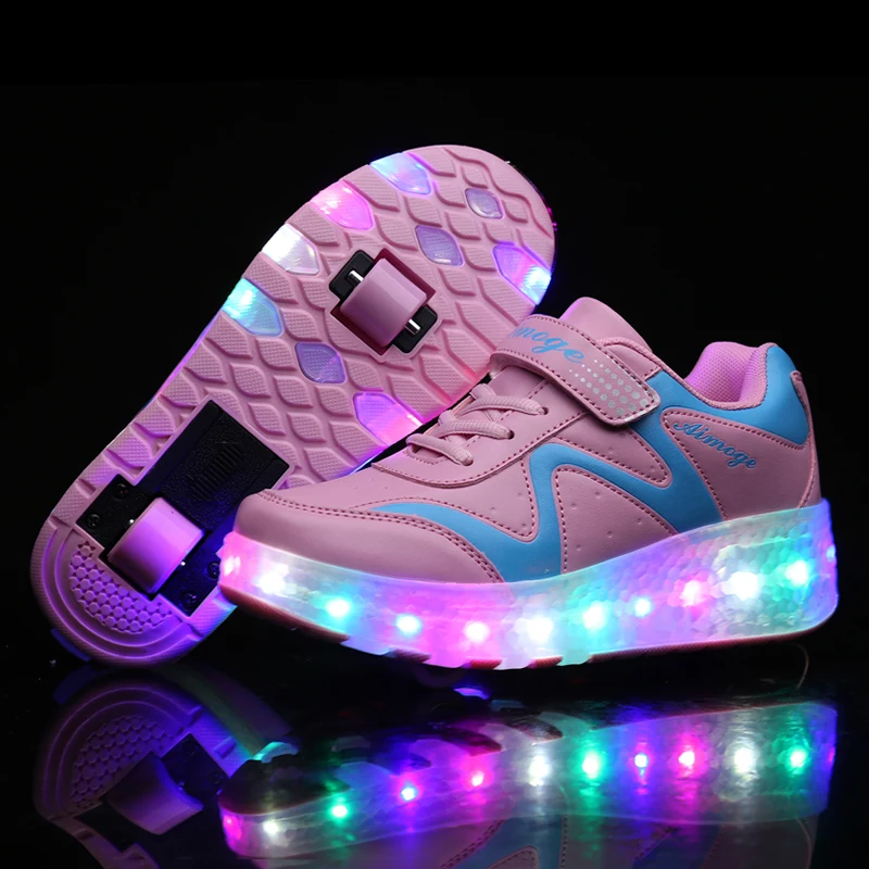 

Roller Skates For Girl 2 Wheels Sneakers Lighted Up Boots Children Quad Skates Kid Skating Shoes