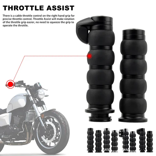 Imagen 2 del producto Empuñaduras de manillar de motocicleta de 25mm, barra de mango de acelerador de motocicleta para Harley Cruiser Chopper, Suzuki personalizado para Kawasaki Yamaha