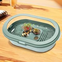 Turtle Tank Small Turtle Terrarium Anti-Escape Terrapin Aquarium for Tortoise Reptile Feeding Rest Habitat with Climbing Terrace