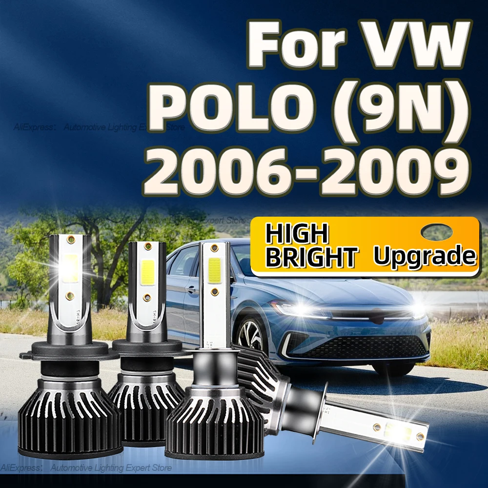 2/4Pcs Car Light 50000lm LED Headlight Bulbs H1 H7 Auto Lamp with Fan 360 Degree For VW POLO (9N) 2006 2007 2008 2009