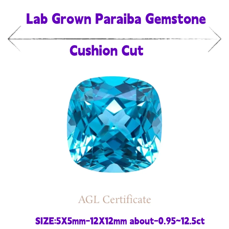 

M-Lab Grown Paraiba Gemstone Cushion Cut Lab Created Сапфир Драгоценный камень Высочайшее качество с сертификатом AGL Ежедневное соответствие