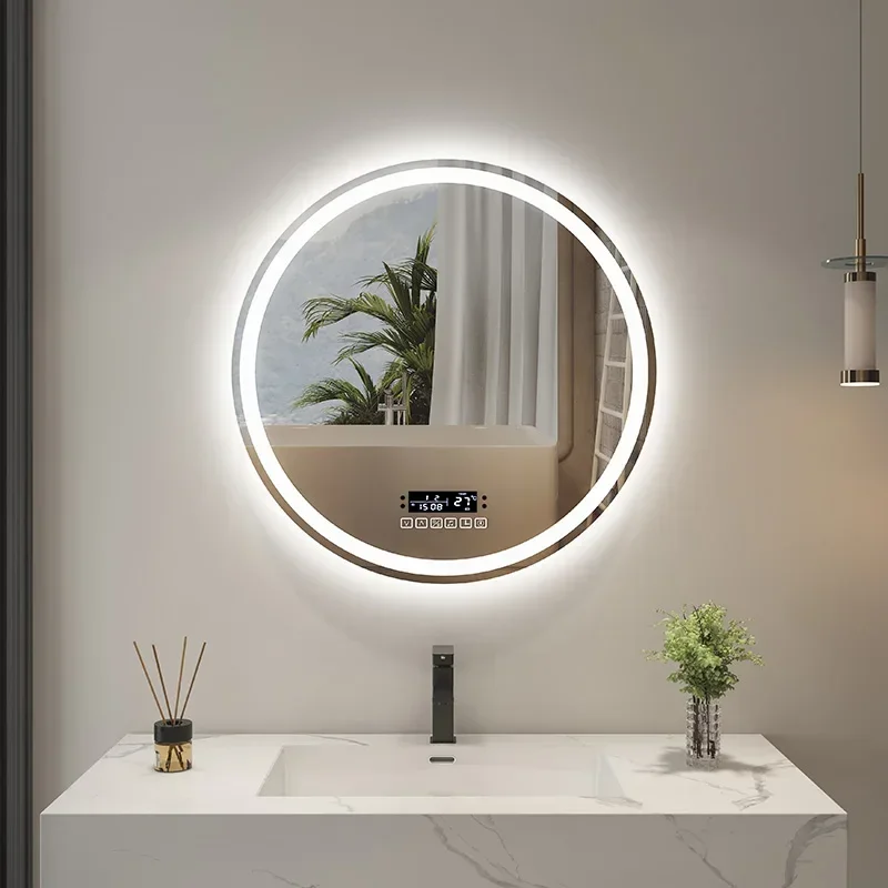 Vanity Bathroom Mirror Smart Makeup Round Large Led Bath Mirrors Wall Shaving Espelho Para Banheiro Bathroom Fixture FY10XP