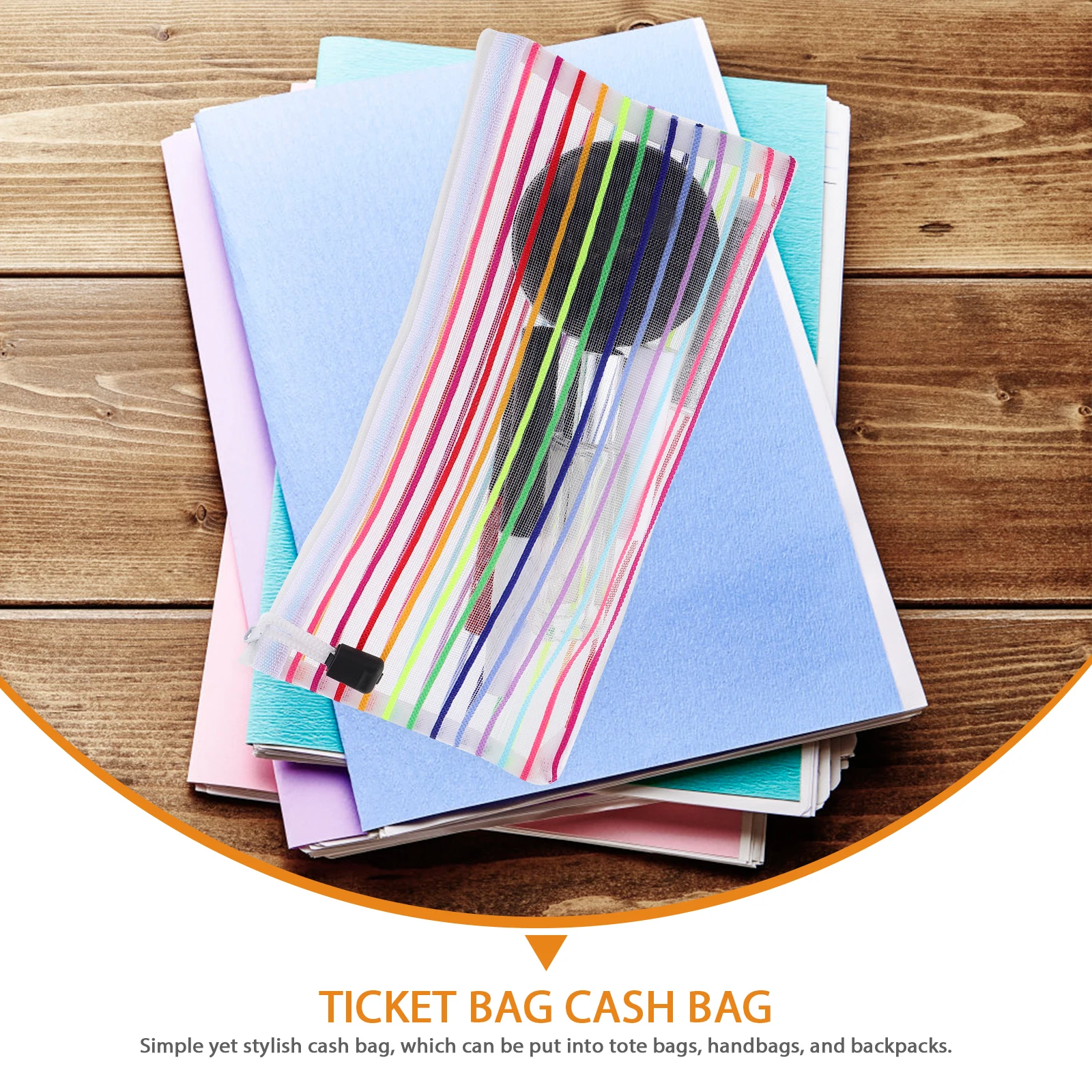 

6 Pcs Bill Bag Bank Bags for Deposit Money Holder with Zipper Cash Compression Receipt Pouch