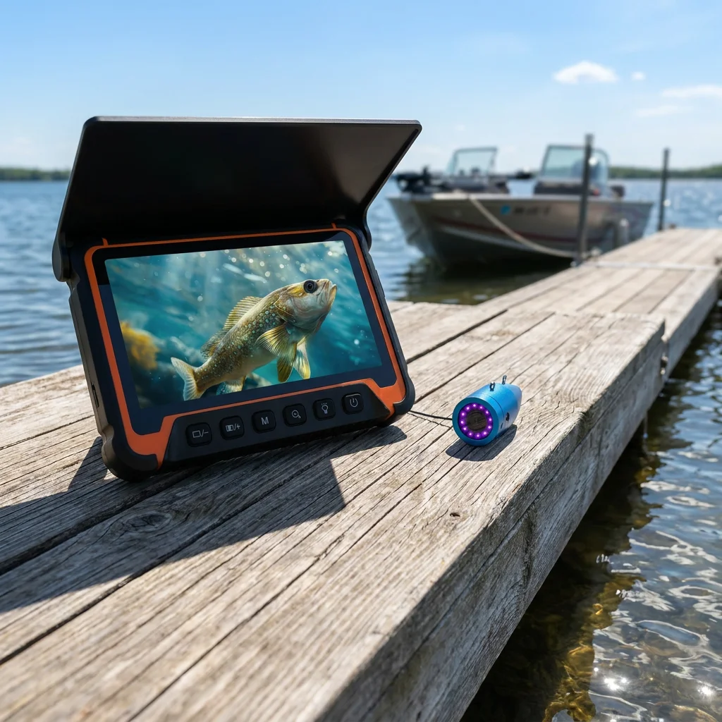 Underwater Fishing Camera 7'' IPS Screen Fish Camera 12 Infrared Lights 6H Battery Underwater Inspection Camera with DVR