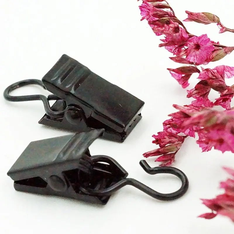 

100Pcs Metal Curtain Clips Hooks Electroplating Iron Rings Non-Slip Easy Install Drapery Panels Curtain Clips