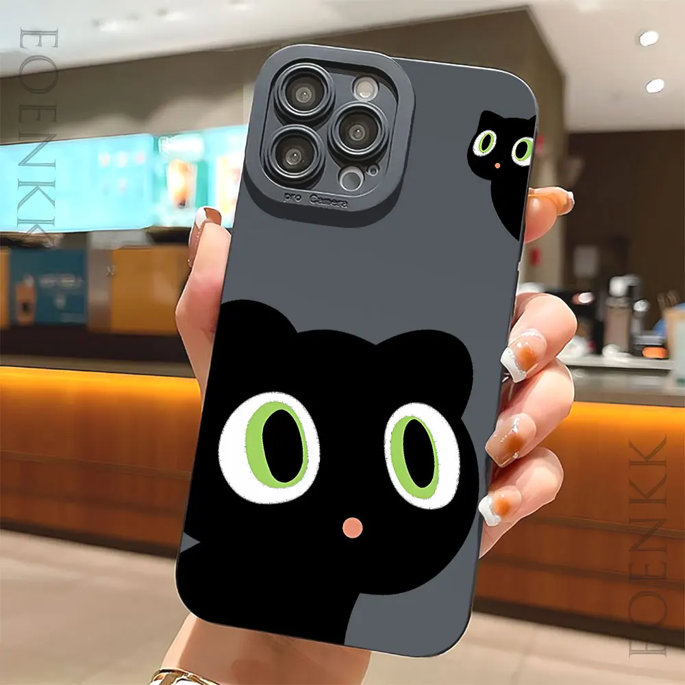 Phone Case For iPhone 11 12 15 14 13 Pro Max 13 Mini 7 8 14 15 Plus X XR XS Max SE20 Big-eyed Cat Printing Silica Gel Soft Cover