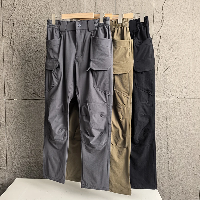 

Мужские летние повседневные брюки-карго свободного кроя с прямыми штанинами, дышащие, быстросохнущие, водонепроницаемые, с множеством карманов, для работы на открытом воздухе