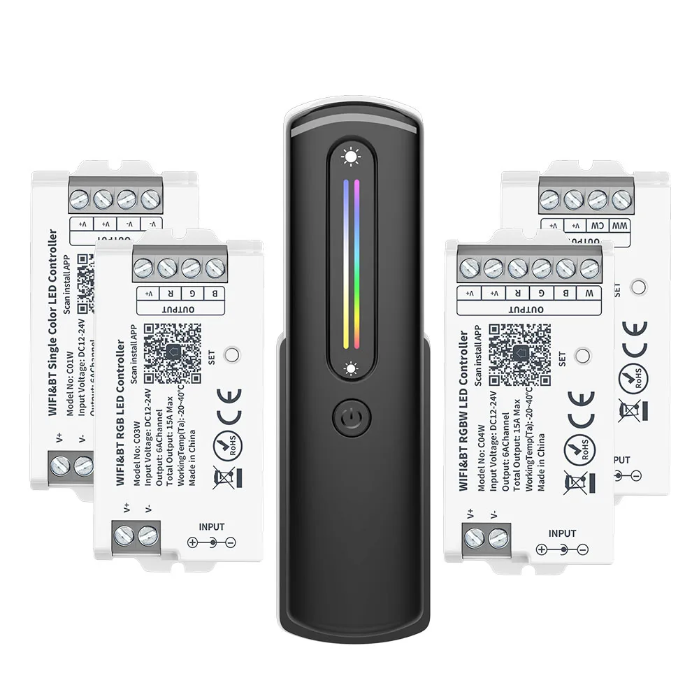 

DC12-24V Tuya WIFI 2835 5050 LED Strip Controller BT RF Remote Alexa Google Home Voice Control For DIM RGB RGBW CCT LED Light