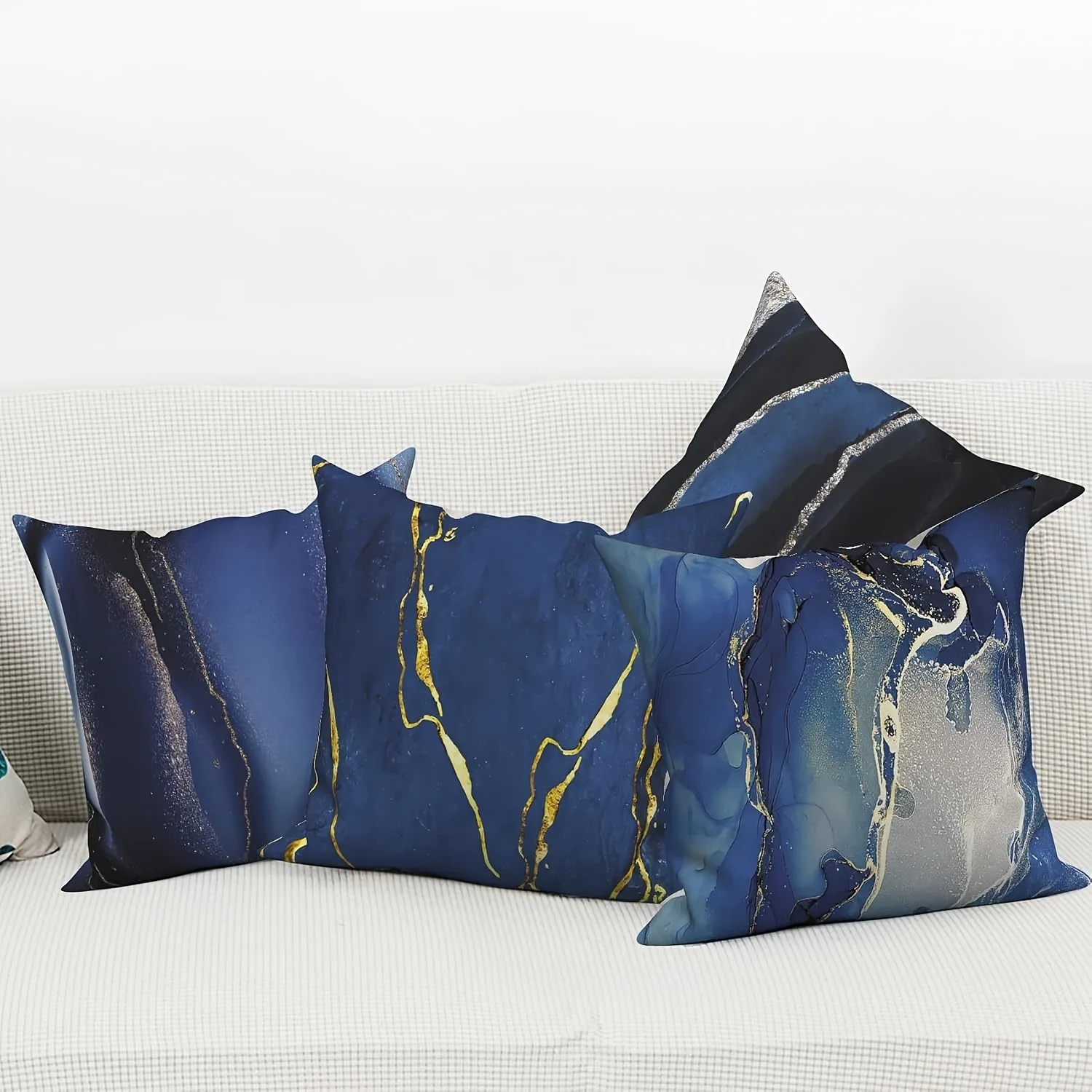 

4pc Navy Marble PillowcaseSuitable for sofa car bedroom decorative cushion cover pillow cover