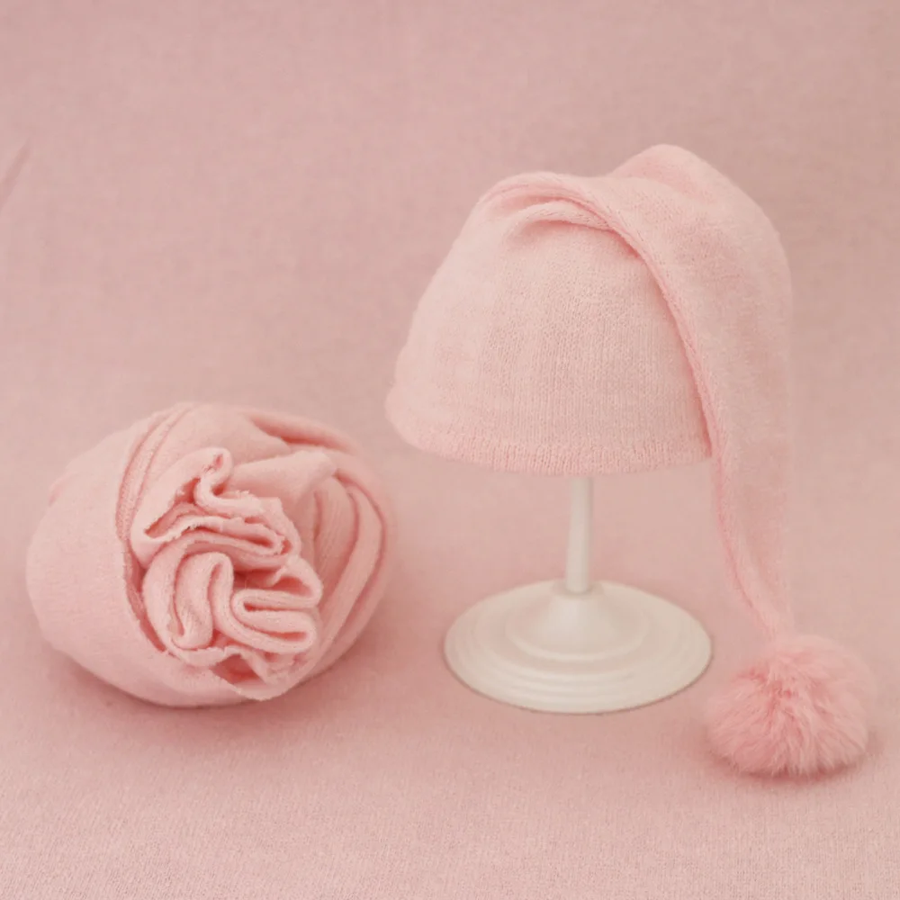 Baby Hat Newborn Photography Props Blanket Wrap Baby Fur Ball Knitted  Beanie Hat Baby Photo Shoot Accessories
