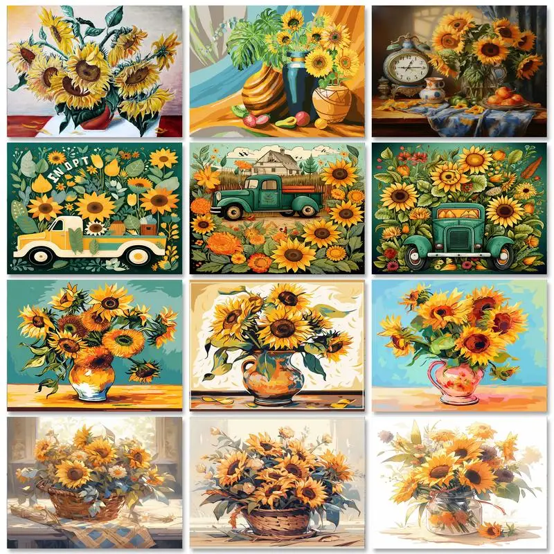 

GATYZTORY 60x75cm DIY Paint By Numbers Handmade Paintings On Number Sunflower Diy Craft Picture By Numbers For Home Decors