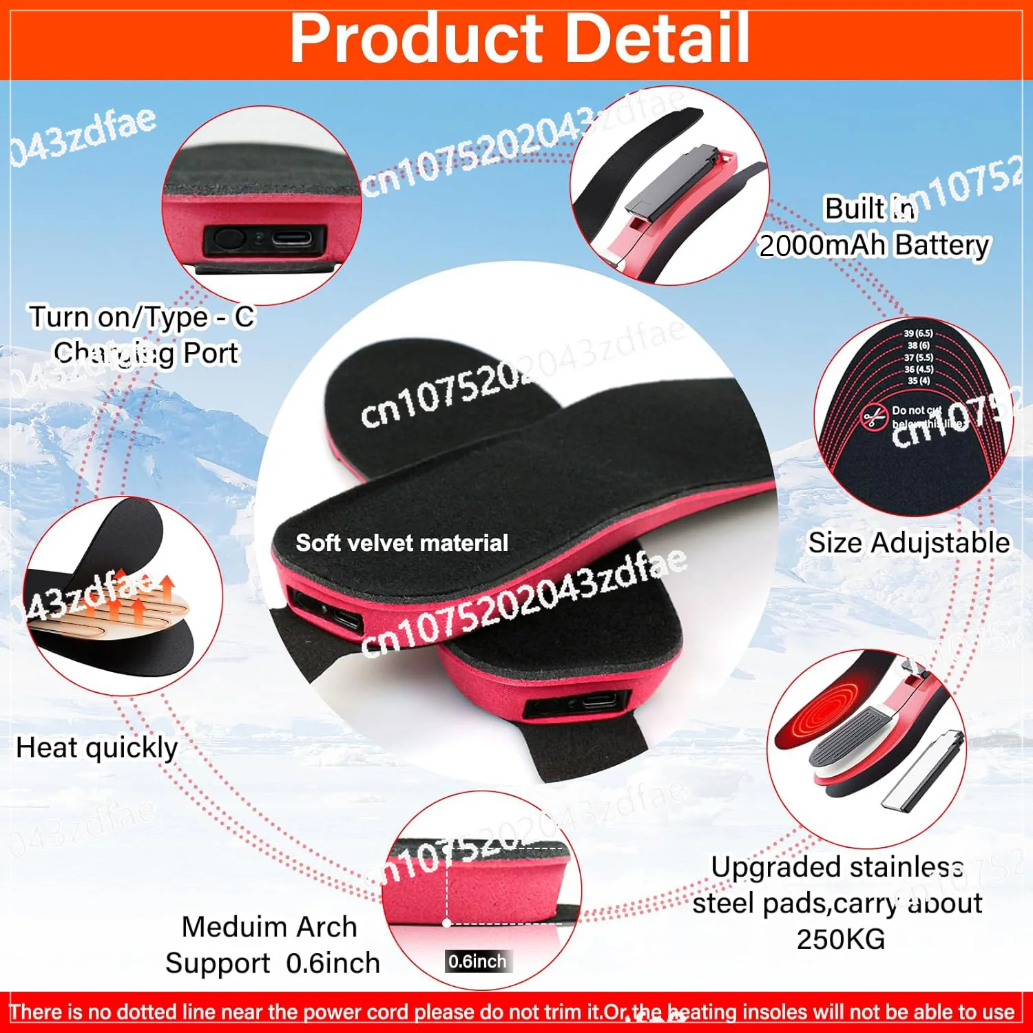 Heating Insole, Winter Outdoor Foot Therapy Treasure with Three Speed Wireless Temperature Adjustment Function