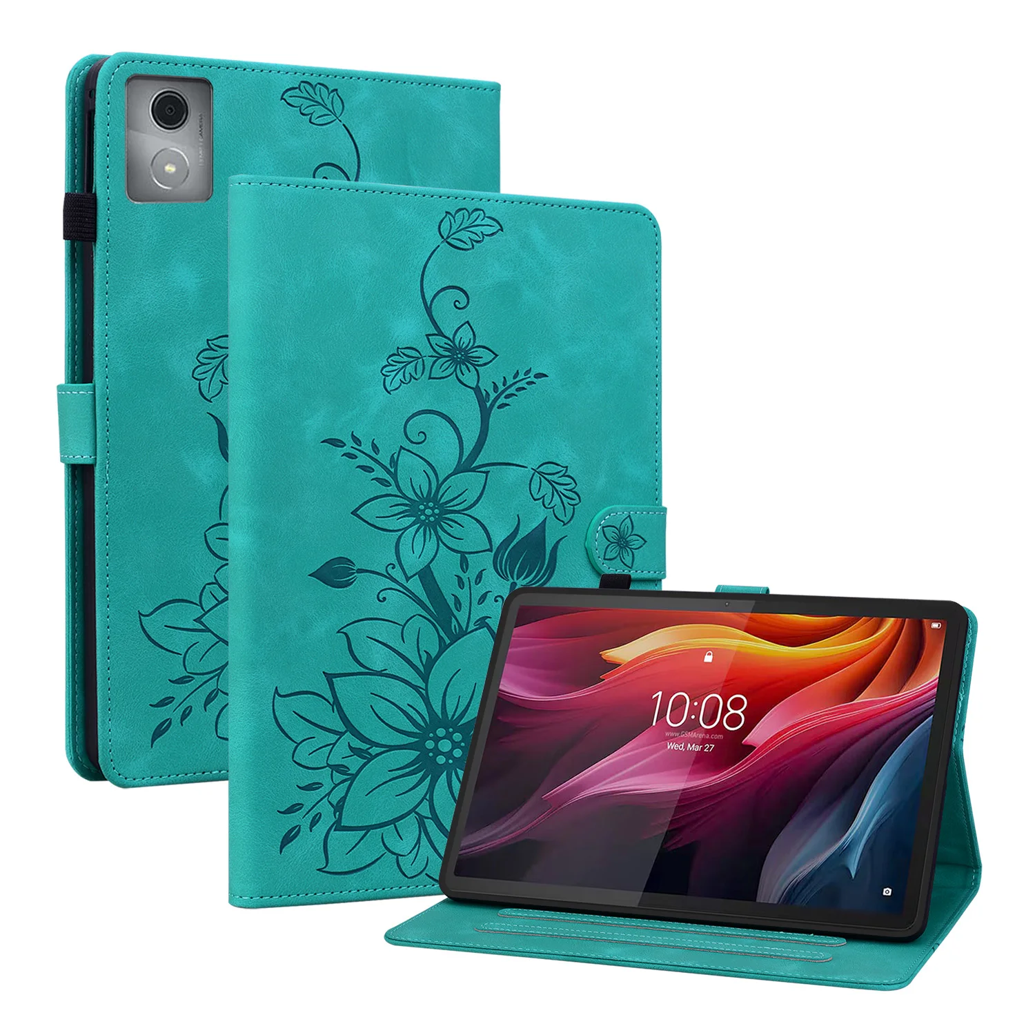 3D Print Lily Flower Case Back TPU Shockproof Foldable Stand Tablet Cover For Lenovo Xiaoxin Pad M11 2024 TB-331FC TB-330FU Case