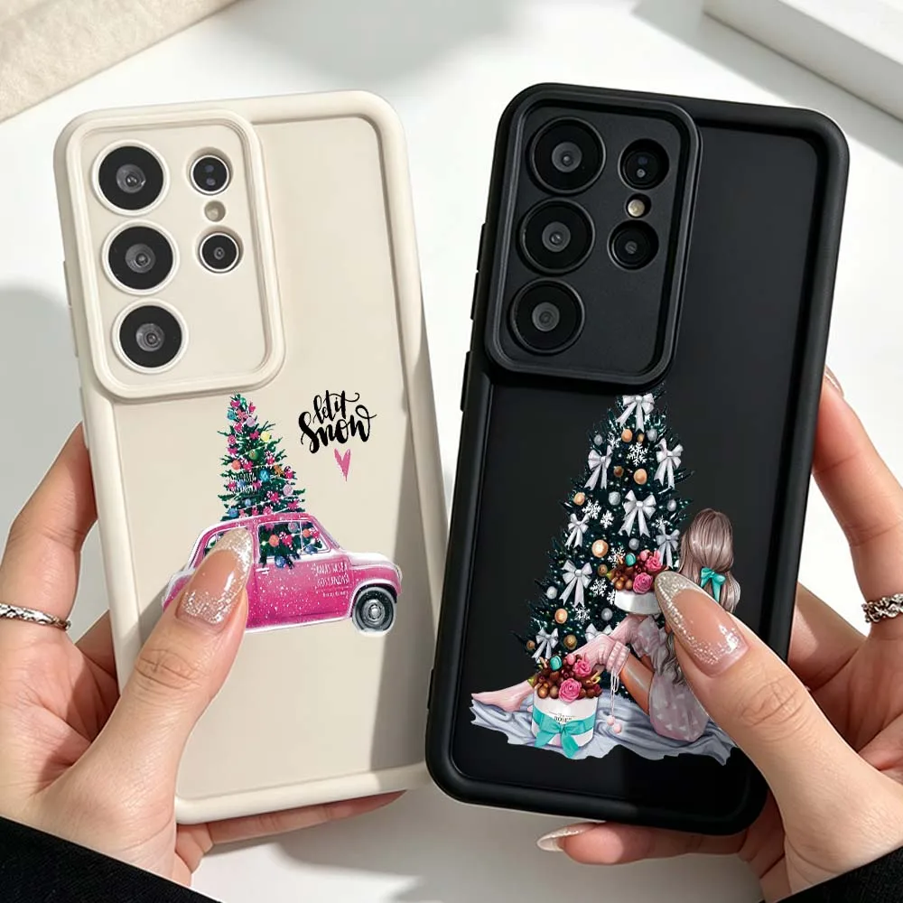 Art Christmas Tree Decorating For Samsung Galaxy S26 S25 S24 S23 S22 S21 S20 Ultra Plus FE Eye Ladder Silicone Phone Case Cover