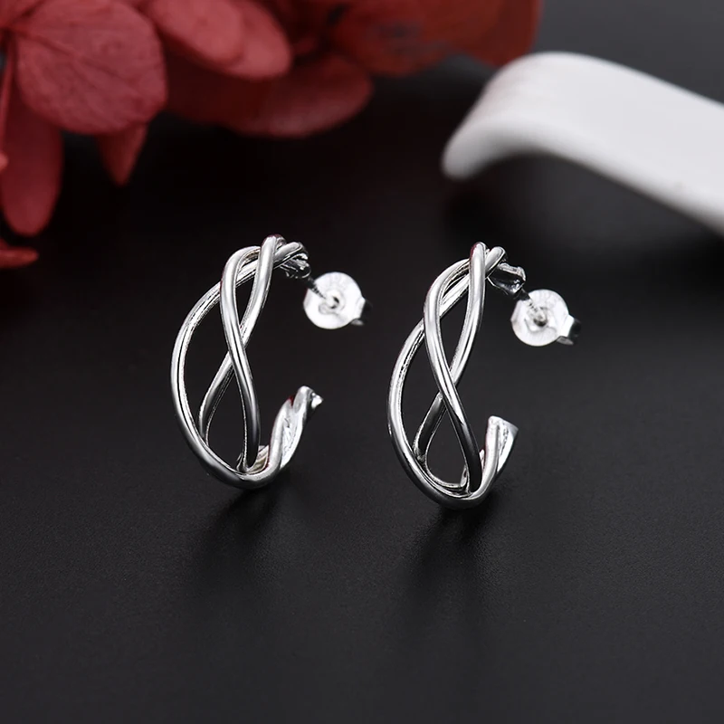 

KCRLP Luxury 925 Sterling Silver Earrings stud for Women fashion Party Wedding designer Jewelry Christmas party Gift