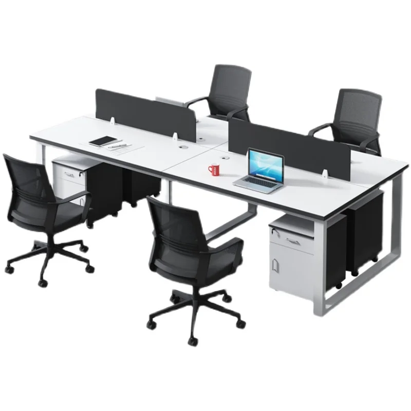 Shanghai staff desk is simple and modern, 6 four 4 people office area, screen workstation, staff face-to-face table and chair