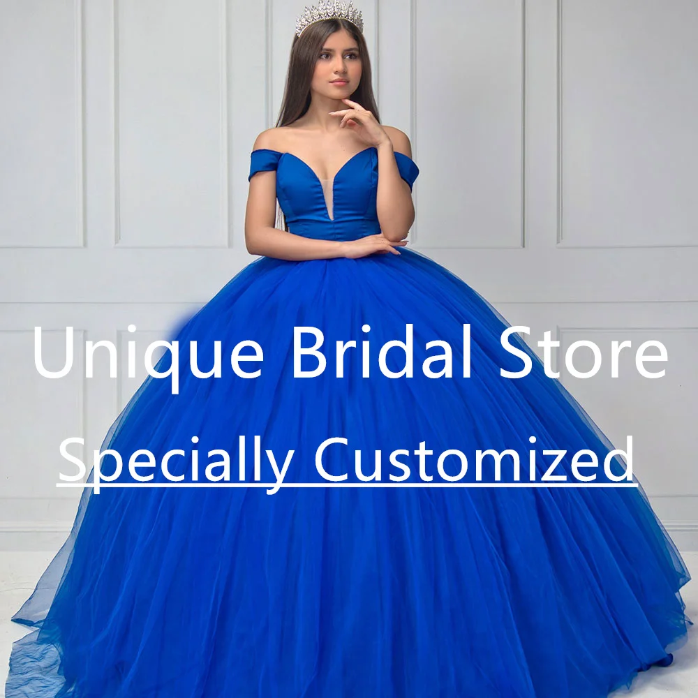 1005006060171736   فساتين Quinceanera الكلاسيكية الكرة قبالة الكتف العميق الخامس الرقبة تول فرشاة قطار المرأة فستان عيد ميلاد ل