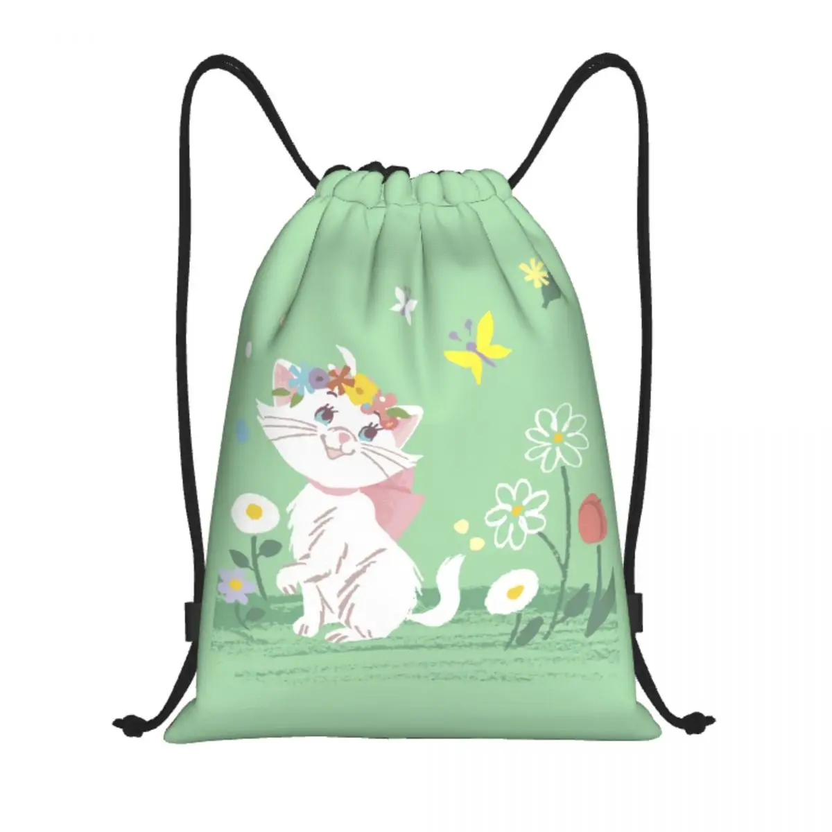 Custom Marie Cat Painting Drawstring Backpack Women Men Sport Gym Sackpack Foldable Training Bag Sack