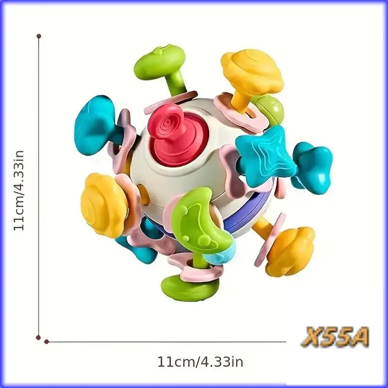 XX-Soft Rubber Hand Grab Ball Space Hand Grip Ball Soft Rubber Finger Exercise Baby Teether Rattle For Newborns