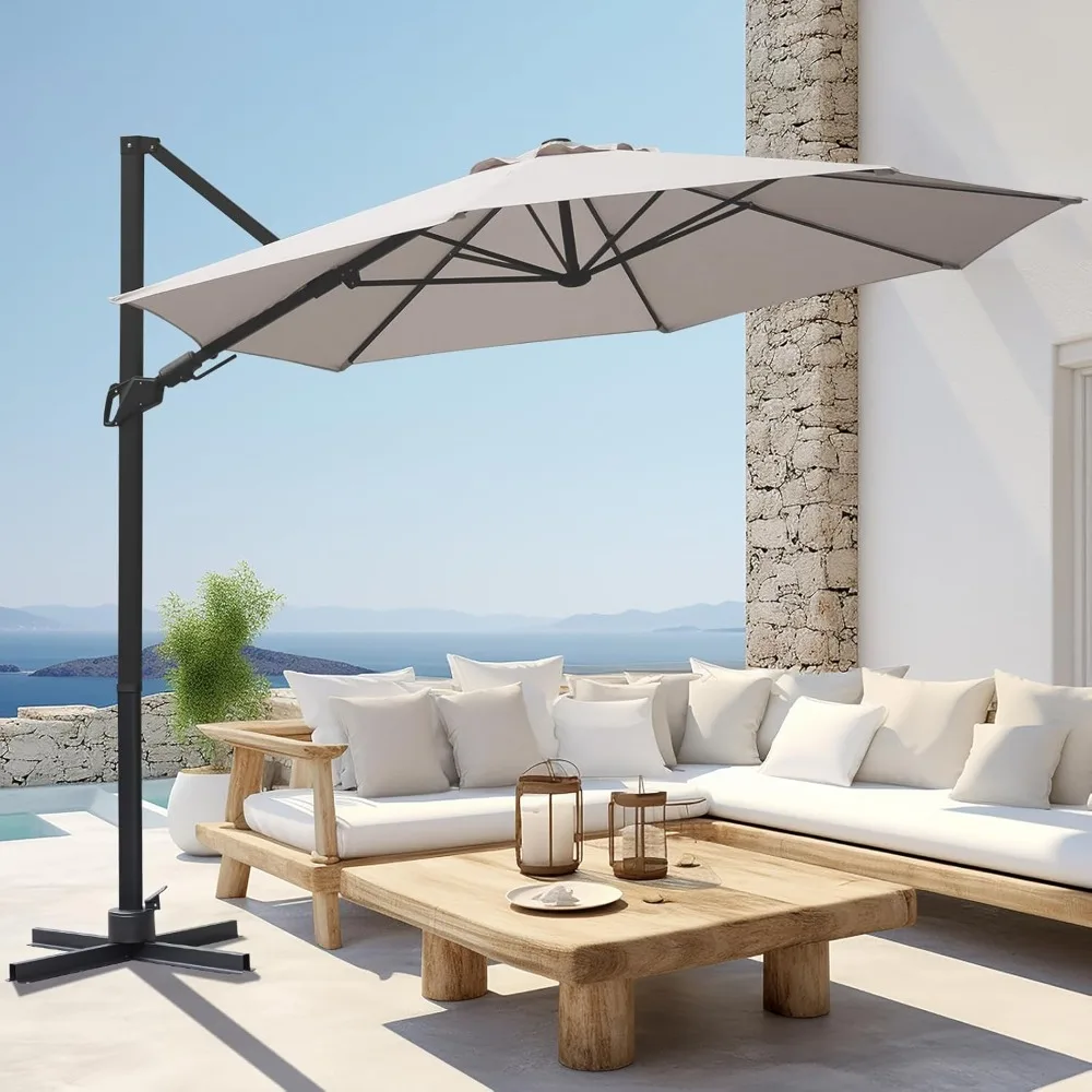 

Cantilever Patio Umbrella Curvy Aluminum Umbrella 360°Rotation & Integrated Tilting System Heavy Duty Patio Offset Umbre