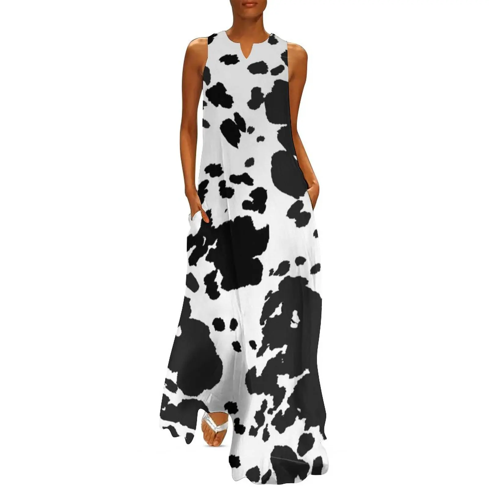 

Cow Print Pattern Long Dress elegant chic women dresses promotion dress for women 2024 summer clothes dress summer