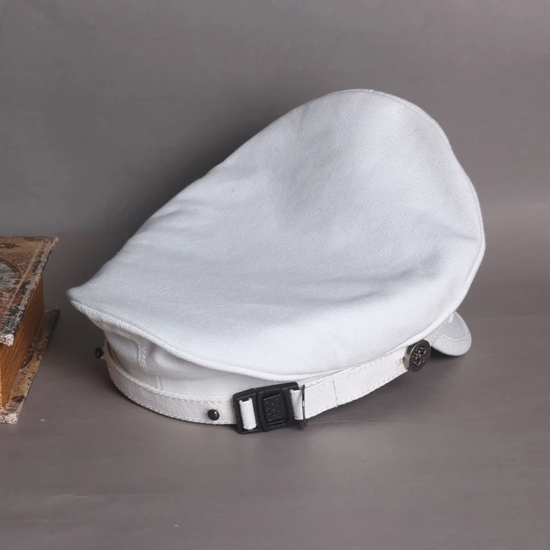 Retro Navy Peaked Sailor Cap Men Women Summer Beret Hat Male Canvas Grey Eagle Belt Locomotive German Captain Casquette