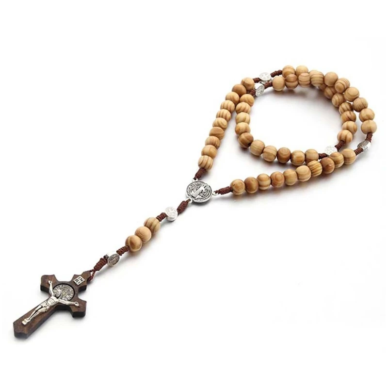 Handmade Rosary Necklaces Catholic Pendant Necklaces for Men Women Jewelry Christian Religious Prayer Gift