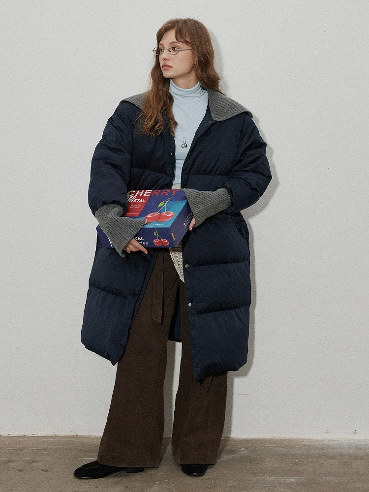 الشتاء طويلة محبوك الربط التلبيب أسفل سترة المرأة الأبيض بطة أسفل رشاقته أسفل سترة الإناث الدافئة الركبة طول باركر أبلى #2