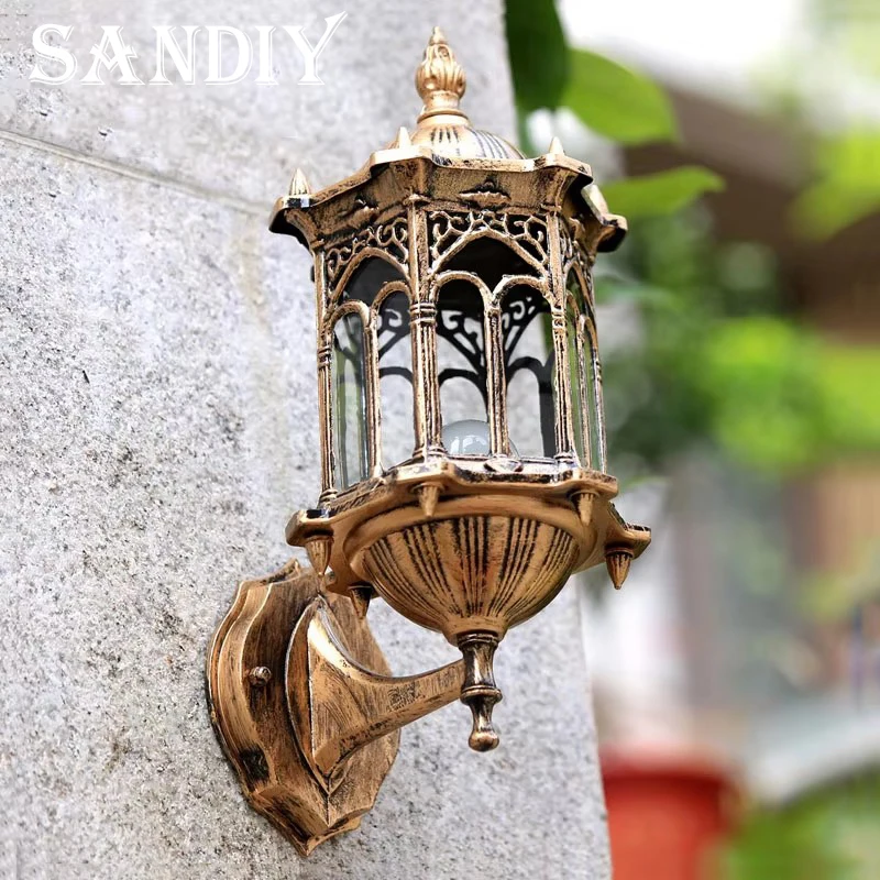 Retro Outdoor Waterproof Antirust E27 Wall Lamp Glass Garden Gateway Sconce Courtyard Corridor Villa Residential Balcony Lights