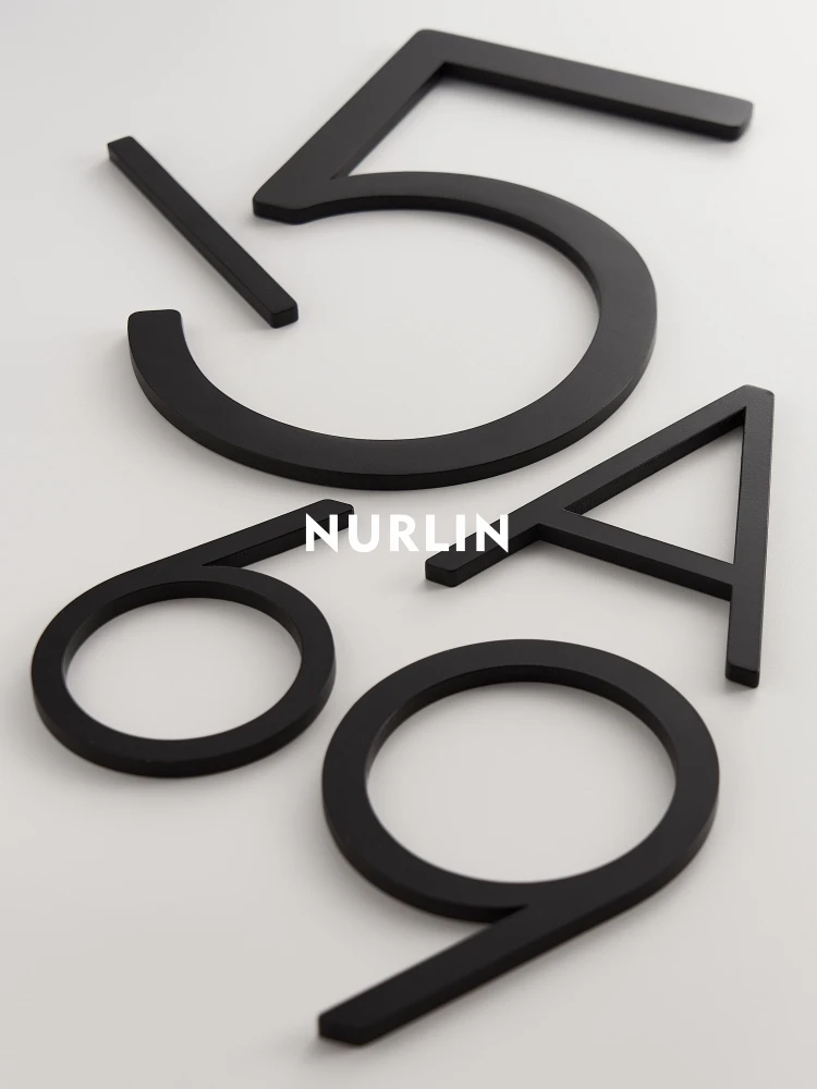 Nurlin Solid Brass 4-12 Inches 10-30cm Big Number Letter Door House Public Black Gold Floating Signature Outdoor Digits