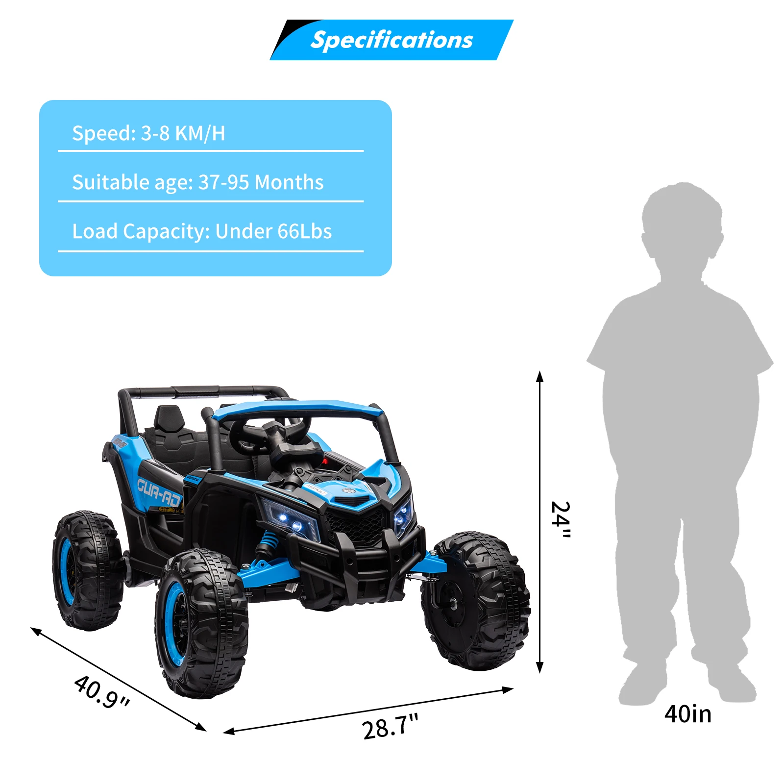 UTV per bambini con telecomando, auto da 24 V, veicoli elettrici alimentati a batteria, sospensione a molla, motore da 200 W, struttura in metallo