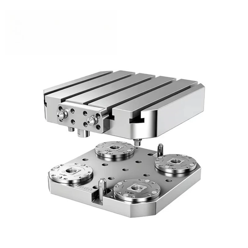 4-Station Zero Point Base Plate Lifting Function Hardened Stainless Steel for CNC Machining Centers
