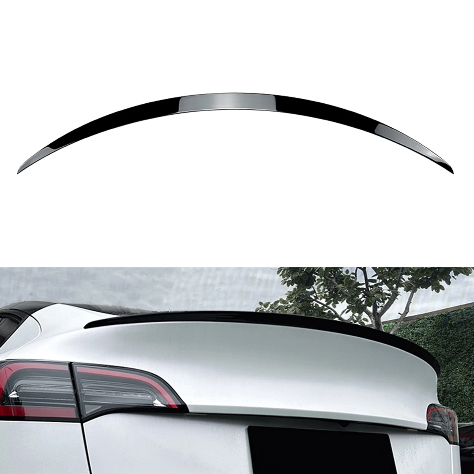 

Rear Trunk Lid Spoiler Wing For Tesla Model Y 2020 2021 2022 2023 2024 ABS OEM Style Splitter Lip Gloss Black/Carbon Fiber Look