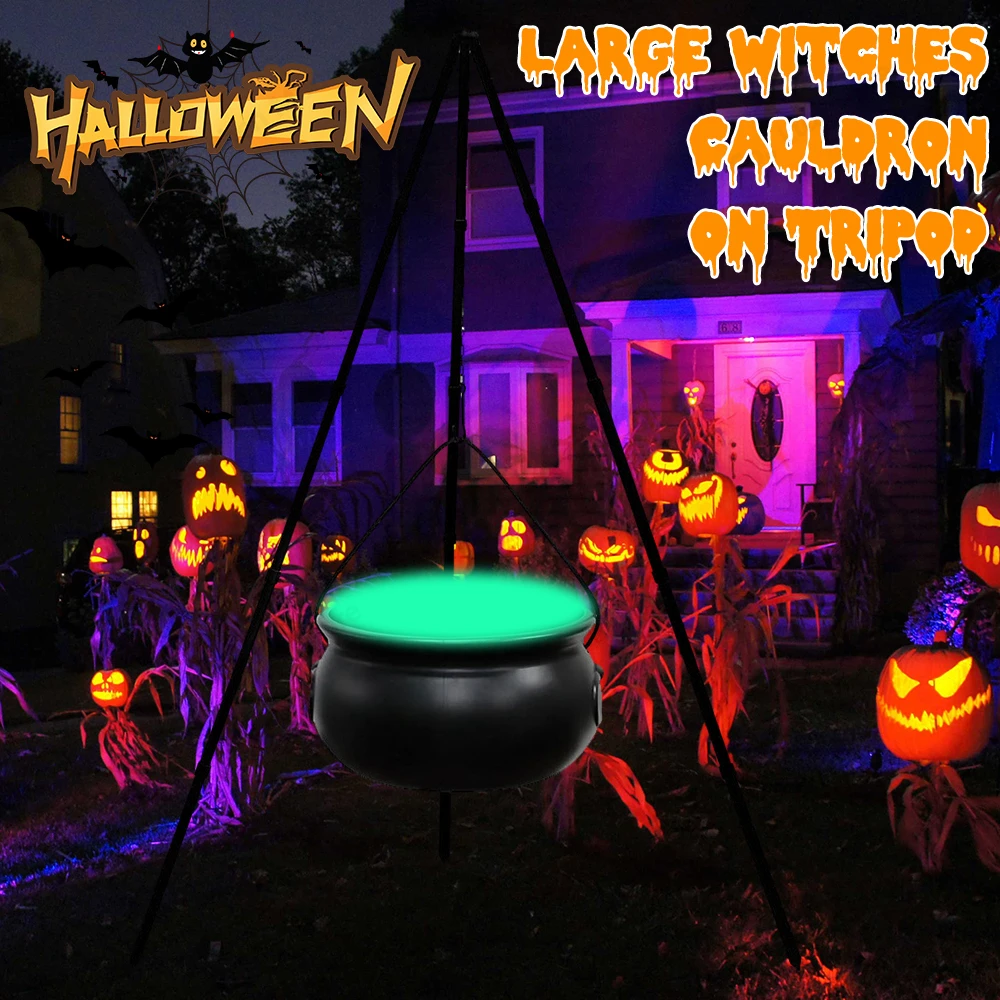 

Halloween Decorations Outdoor Large Witches Cauldron on Tripod with Lights Halloween Party Decorations for Home Porch Outside