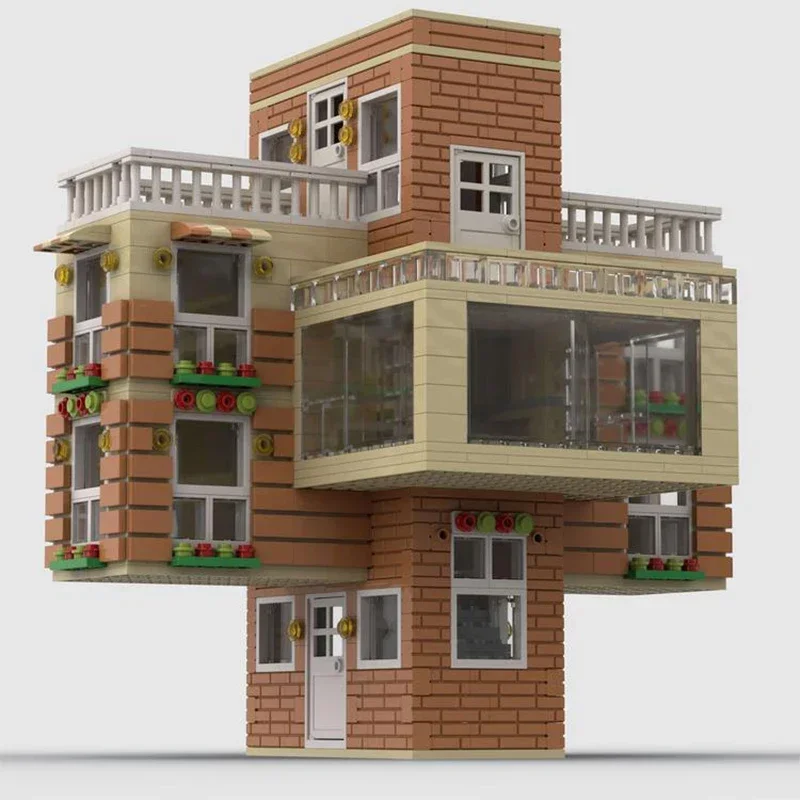 City Street View Model Moc Building Bricks Kongming Lock Crossor House Technology Blocks Gifts Christmas Toys DIY Sets Assembly