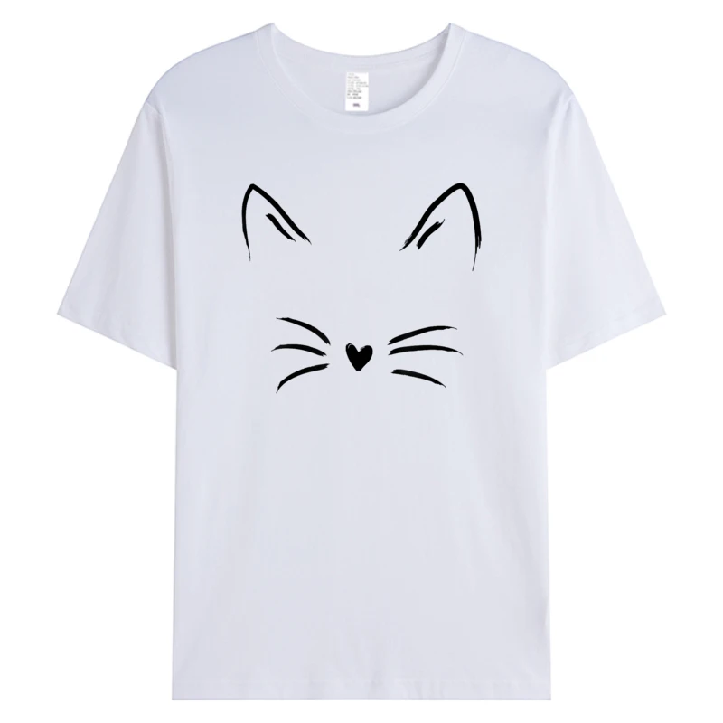 

Men Women's Cat Face Whiskers Print Tee Kitty Lover Men's Cotton Fabric T-shirt Graphic T-Shirts New Arrival Oversize Tops